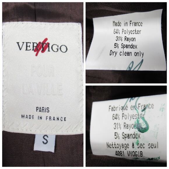 VERTIGO Pour La Ville Paris Brown Button Front Jacket Blazer Women’s Size Small - Picture 13 of 13